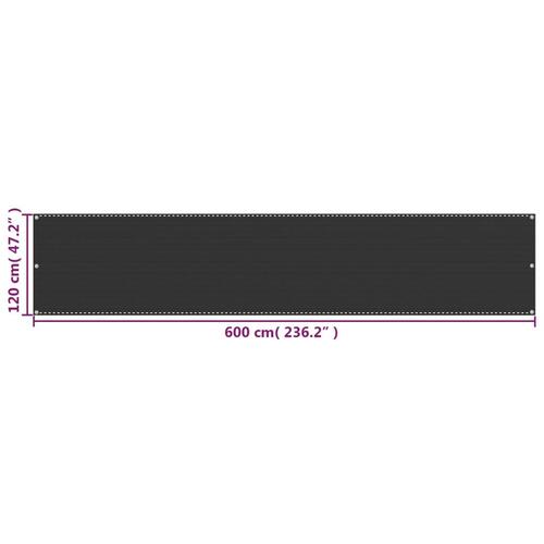 Altanafskærmning 120x600 cm HDPE antracitgrå