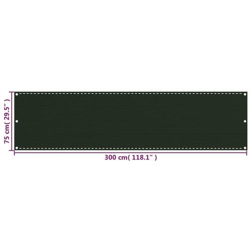 Altanafskærmning 75x300 cm HDPE mørkegrøn