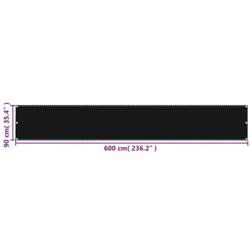 Altanafskærmning 90x600 cm HDPE sort