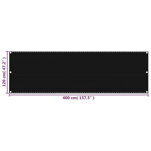 Altanafskærmning 120x400 cm HDPE sort