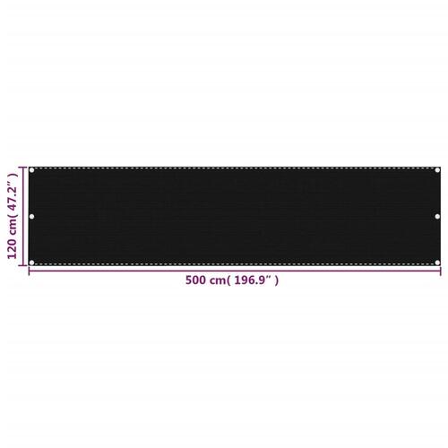 Altanafskærmning 120x500 cm HDPE sort