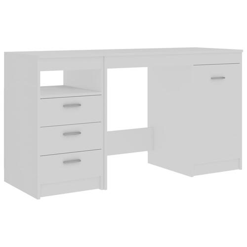 Skrivebord hvid 140x50x76 cm konstrueret træ