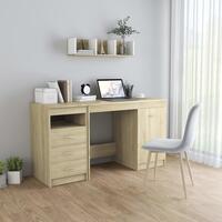 Skrivebord 140x50x76 cm konstrueret træ sonoma-eg