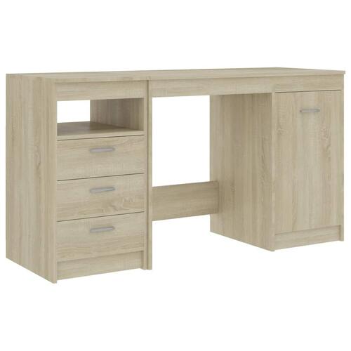 Skrivebord 140x50x76 cm konstrueret træ sonoma-eg