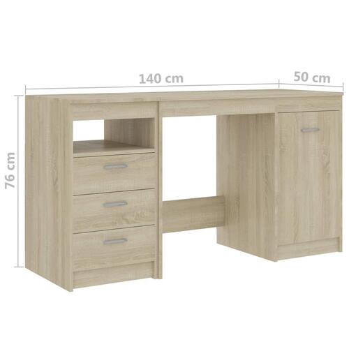 Skrivebord 140x50x76 cm konstrueret træ sonoma-eg