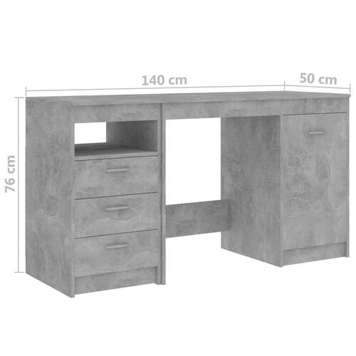 Skrivebord 140x50x76 cm konstrueret træ betongrå