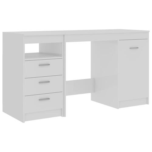 Skrivebord 140x50x76 cm konstrueret træ hvid højglans
