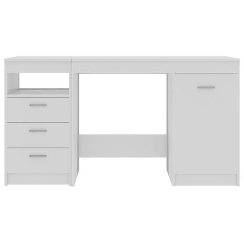Skrivebord 140x50x76 cm konstrueret træ hvid højglans