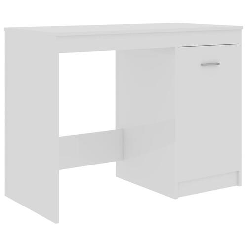 Skrivebord 140x50x76 cm konstrueret træ hvid højglans
