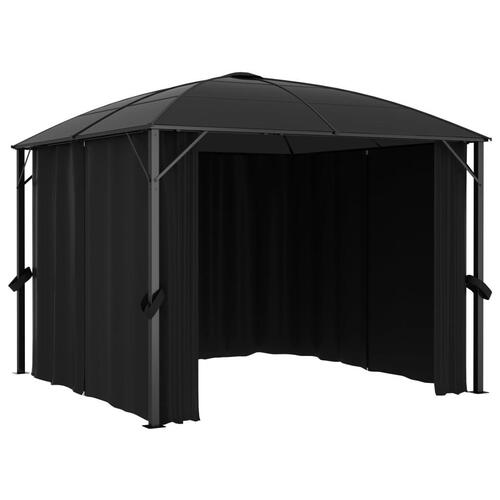 Pavillon med gardiner 300x300x265 cm antracitgrå