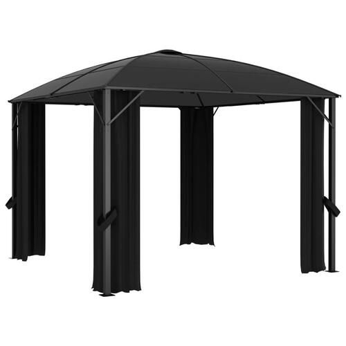 Pavillon med gardiner 300x300x265 cm antracitgrå