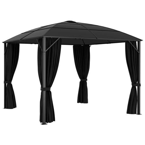 Pavillon med gardiner 300x300x265 cm antracitgrå