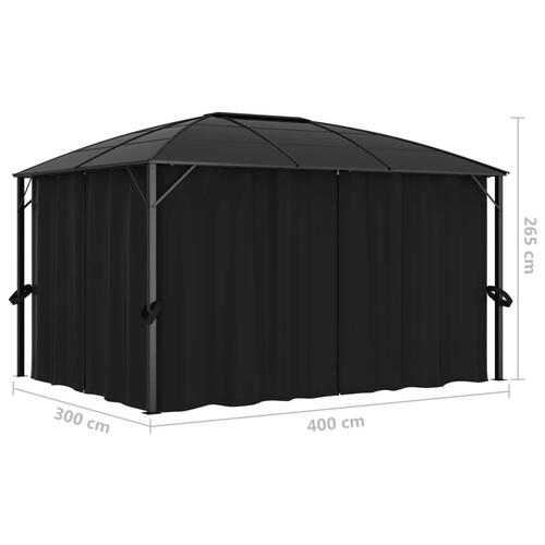 Pavillon med gardiner 400x300x265 cm antracitgrå