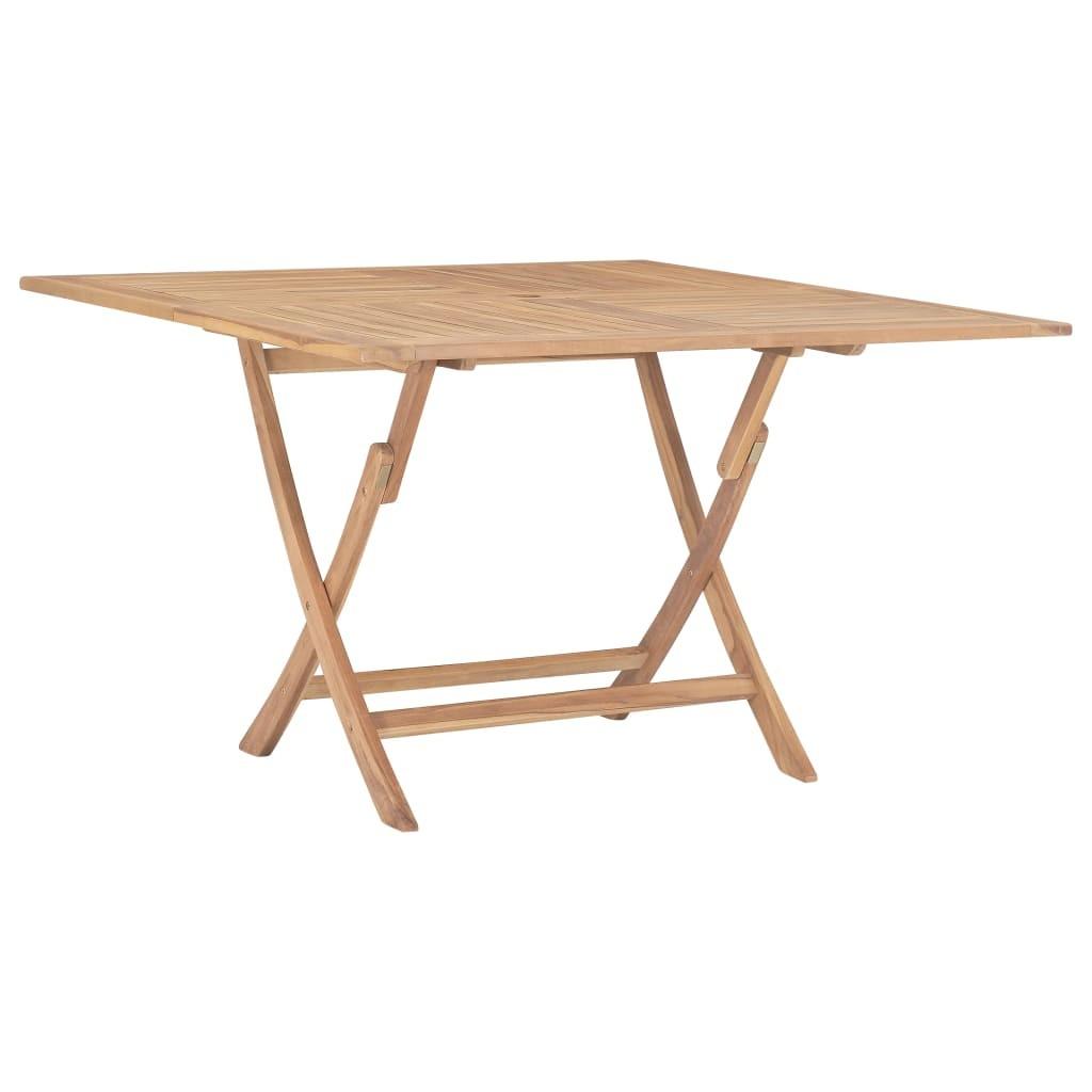 Foldbart havebord 120x120x75 cm massivt teaktræ