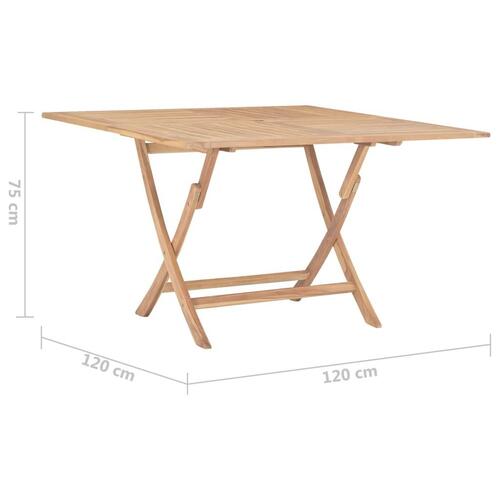Foldbart havebord 120x120x75 cm massivt teaktræ