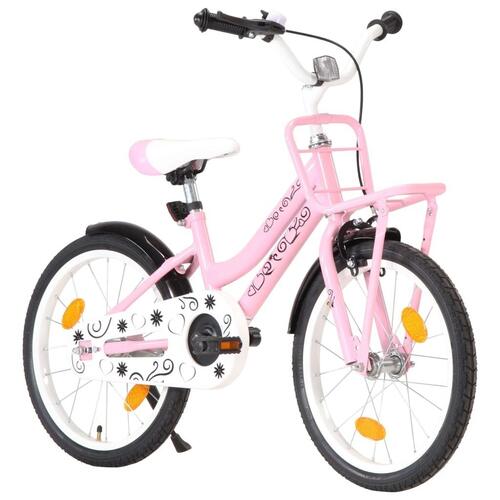 Børnecykel med frontlad 18 tommer sort og lyserød