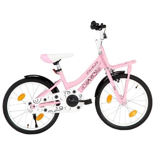 Børnecykel med frontlad 18 tommer sort og lyserød