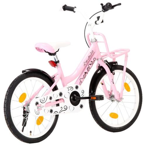 Børnecykel med frontlad 18 tommer sort og lyserød