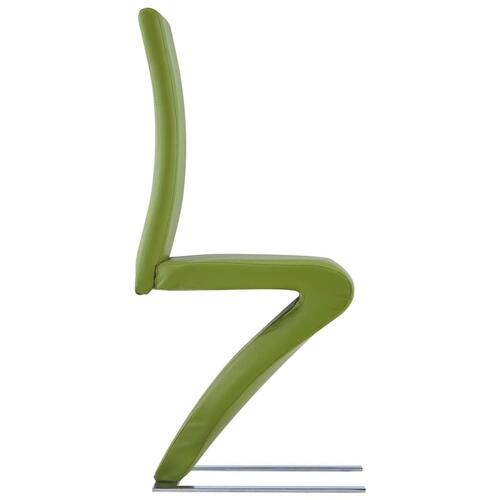 Spisebordsstole 6 stk. zigzagform kunstlæder grøn