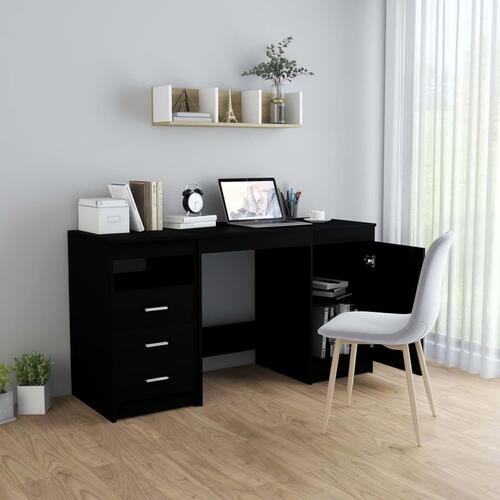 Skrivebord 140x50x76 cm konstrueret træ sort