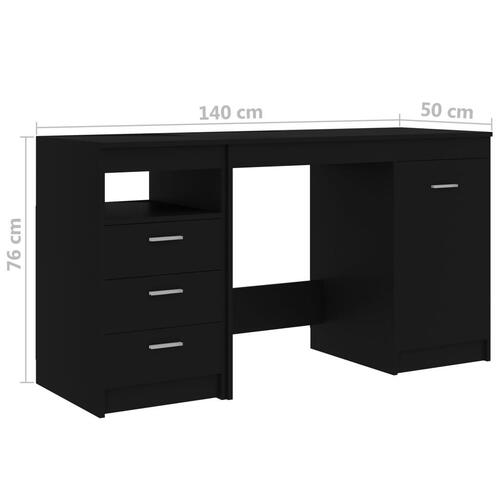 Skrivebord 140x50x76 cm konstrueret træ sort