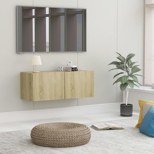Tv-bord 80x30x30 cm konstrueret træ sonoma-eg