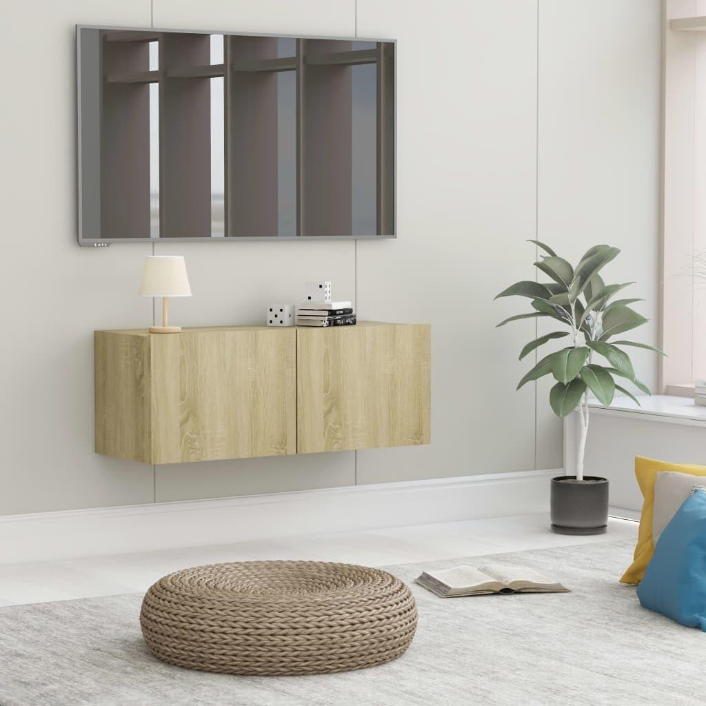 Tv-bord 80x30x30 cm konstrueret træ sonoma-eg