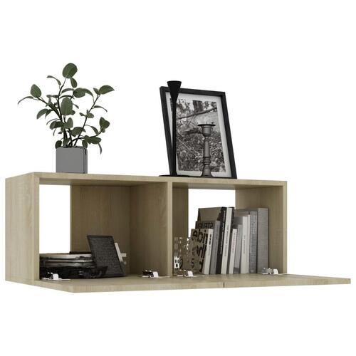 Tv-bord 80x30x30 cm konstrueret træ sonoma-eg