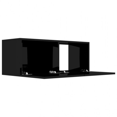 Tv-bord 80x30x30 cm konstrueret træ sort højglans