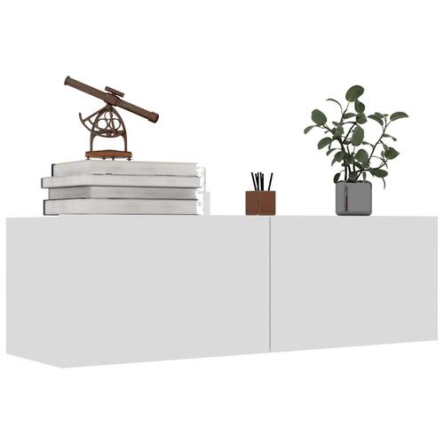Tv-bord 100x30x30 cm konstrueret træ hvid