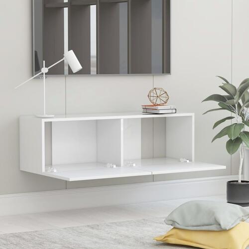 Tv-bord 100x30x30 cm konstrueret træ hvid