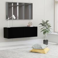 Tv-bord 100x30x30 cm konstrueret træ sort