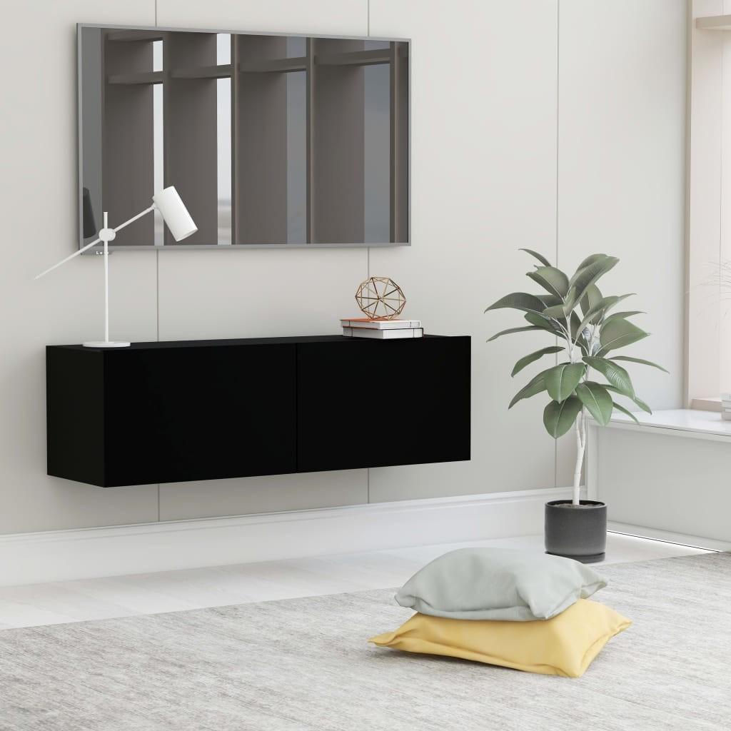Tv-bord 100x30x30 cm konstrueret træ sort