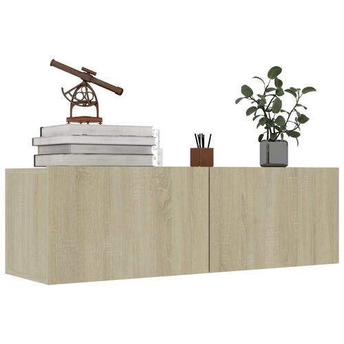 Tv-bord 100x30x30 cm konstrueret træ sonoma-eg