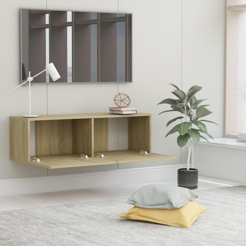 Tv-bord 100x30x30 cm konstrueret træ sonoma-eg