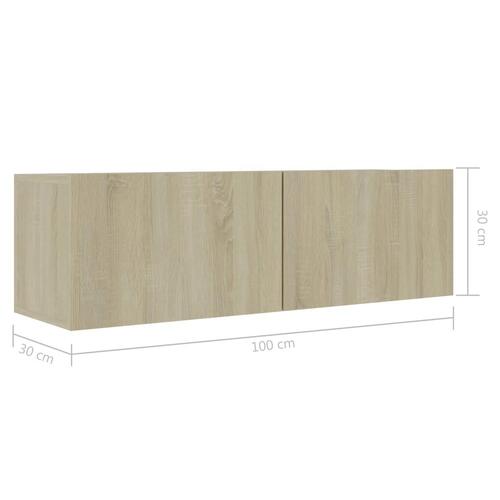 Tv-bord 100x30x30 cm konstrueret træ sonoma-eg