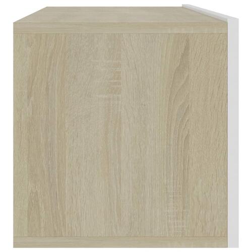 Tv-bord 100x30x30 cm konstrueret træ hvid og sonoma-eg