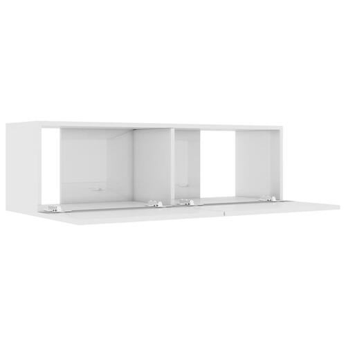 Tv-bord 100x30x30 cm konstrueret træ hvid højglans