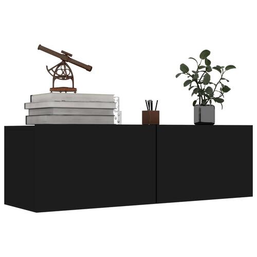 Tv-bord 100x30x30 cm konstrueret træ sort højglans