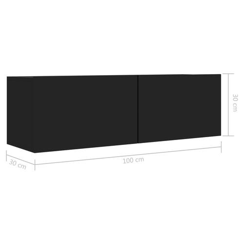 Tv-bord 100x30x30 cm konstrueret træ sort højglans