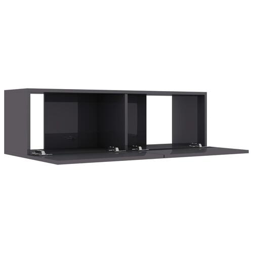 Tv-bord 100x30x30 cm konstrueret træ grå højglans
