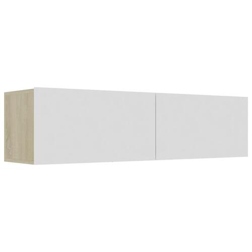 Tv-bord 120x30x30 cm konstrueret træ hvid og sonoma eg