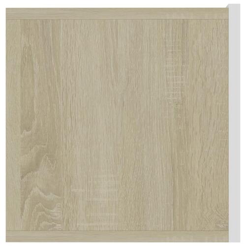 Tv-bord 120x30x30 cm konstrueret træ hvid og sonoma eg