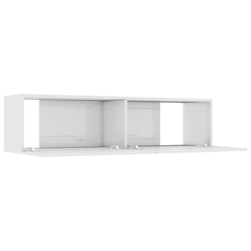 Tv-bord 120x30x30 cm konstrueret træ hvid højglans
