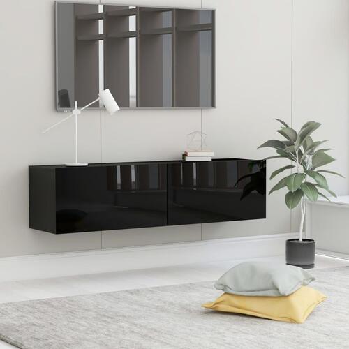 Tv-bord 120x30x30 cm konstrueret træ sort højglans