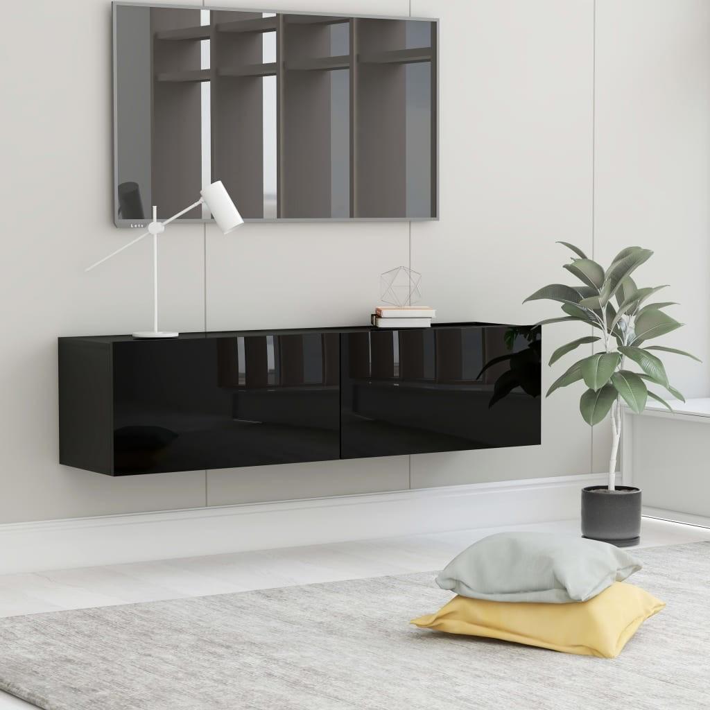 Tv-bord 120x30x30 cm konstrueret træ sort højglans