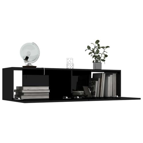 Tv-bord 120x30x30 cm konstrueret træ sort højglans