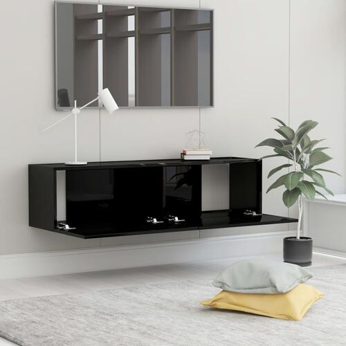 Tv-bord 120x30x30 cm konstrueret træ sort højglans