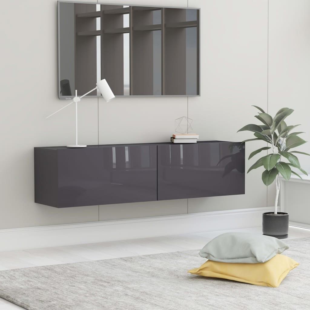 Tv-bord 120x30x30 cm konstrueret træ grå højglans