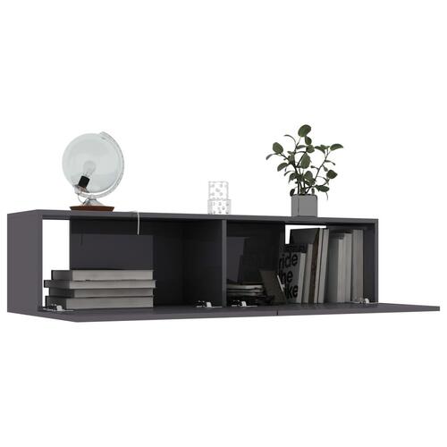 Tv-bord 120x30x30 cm konstrueret træ grå højglans